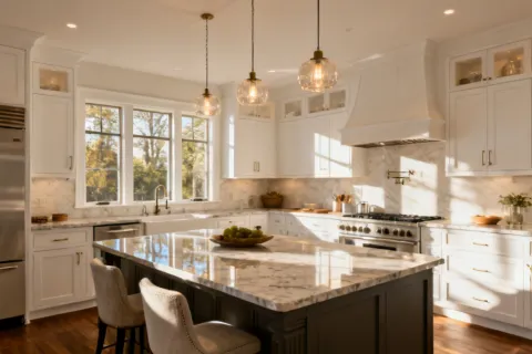 Residential kitchen quartz countertops