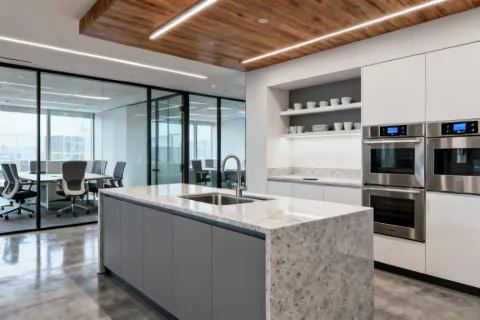 Commercial office quartz surfaces